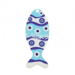 Pendentif en Acrylique Plexi Poisson « Lucky » avec yeux Maléfiques 55 x 22 mm