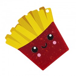 Pendentif en Acrylique Plexi « Coupe de Frites avec Visage » 50 mm