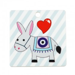Colgante Cuadrado de Acrílico Plexi con Burro y Corazón 35 mm