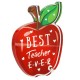 Manzana Decorativa de Acrílico Plexi «Best Teacher Ever» 83 x 106 mm
