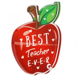 Manzana Decorativa de Acrílico Plexi «Best Teacher Ever» 83 x 106 mm