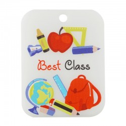 Colgante de Metacrilato "Best Class" con Lápiz y Mochila 40x34mm