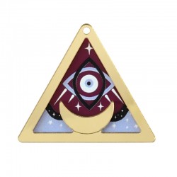 Pendentif Triangle en Plexiglas Acrylique avec œil Maléfique et lune 48 x 42 mm