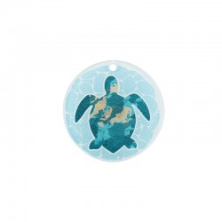 Pendentif rond en Acrylique Plexi Tortue de mer 35 mm