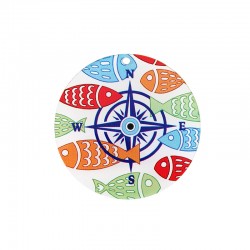 Colgante Redondo de Acrílico Plexi con pez y Brújula 55 mm