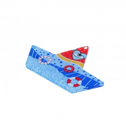 Plexi Acrylic Boat with Heart Evil Eye & Life Ring 78x51mm
