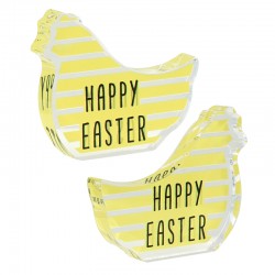 Adorno de Metacrilato Gallina "HAPPY EASTER" 69x56mm