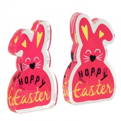 Plexi Acrylic Decorative Bunny "HOPPY Easter" 50x80mm