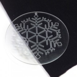 Pendentif rond en Plexiglas Acrylique avec Flocon de Neige 70 mm Ø2.5 mm