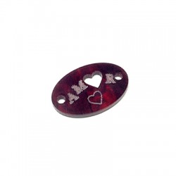 Connettore in Plexi Targhetta Ovale con Cuore "Amor" 20x13mm