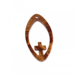 Colgante de Metacrilato Ovalado con Cruz 45x24mm