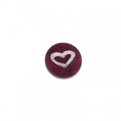Cabochon Piatto in Plexiacrilico Rotondo 15mm Cuore Inciso
