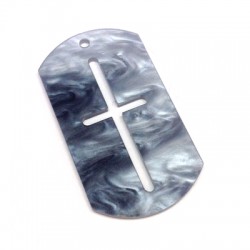 Colgante de Metacrilato Chapa Rectangular con Cruz 50x28mm