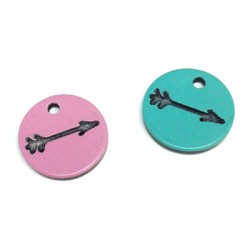 Breloque Ronde avec Flèche en Plexiacrylique 15mm