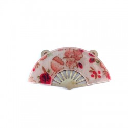 Pendente in Plexi Ventaglio Asiatico con Fiori 49x27mm
