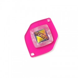 Pendentif intercalaire en Plexiacrylique 48x33mm avec cabochon en résine