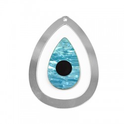 Pendentif en Acrylique Plexi en Forme de Larme avec œil Maléfique 90 x 66 mm