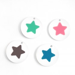 Pendentif rond en Acrylique Plexi Étoile 25 mm