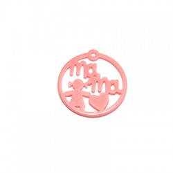 Plexi Acrylic Round Pendant Girl "MAMA" 30mm