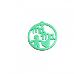 Plexi Acrylic Round Pendant Boy "MAMA" 30mm