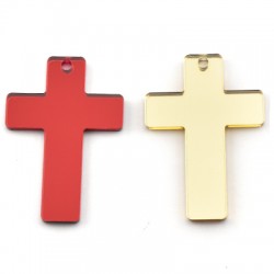 Pendentif en Acrylique Plexi en Forme de Croix 35 x 50 mm
