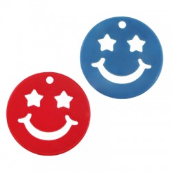 Pendentif rond en Acrylique Plexi avec Visage Souriant et Étoiles 25 mm