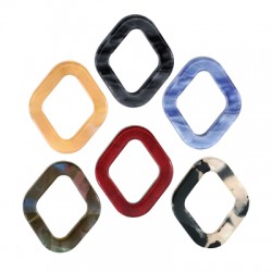 Breloque en Acrylique Plexi Cadre Losange Creux 15 x 18 mm