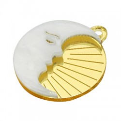 Pendentif rond en Acrylique Plexi lune Soleil 25 mm