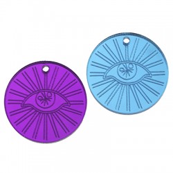 Pendentif rond en Acrylique Plexi avec œil Maléfique 25 mm