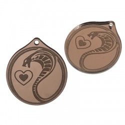 Pendente in Plexi Acrilico Rotondo Serpente e Cuore 31mm