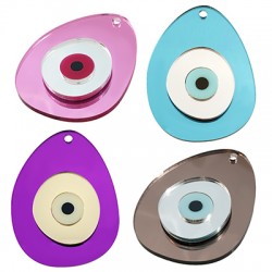 Pendentif Ovale en Acrylique Plexi avec œil Maléfique 54 x 70 mm