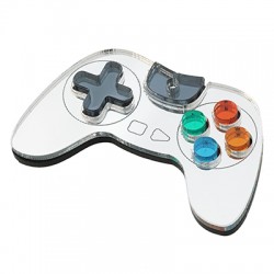 Pendentif en Acrylique Plexi « Manette de jeu » 45 x 29 mm