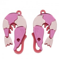 Pendentif en Acrylique Plexi Crevette 40 x 25 mm (2 Pièces/Set)
