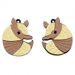 Pendentif en Acrylique Plexi Armadillo 40 x 32 mm (2 Pièces/Ensemble)