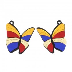 Pendentif en Acrylique Plexi Papillon 34 x 35 mm (2 Pièces/Ensemble)