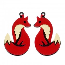 Pendentif en Acrylique Plexi Renard 30 x 50 mm (2 Pièces/Ensemble)