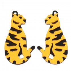 Pendentif en Acrylique Plexi Tigre 50 x 29 mm (2 Pièces/Lot)