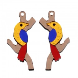 Pendentif en Acrylique Plexi Oiseau 50 x 24 mm (2 Pièces/Set)