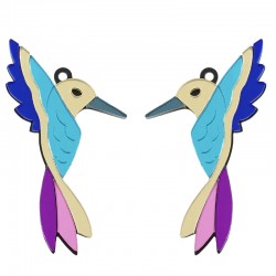 Pendentif en Acrylique Plexi Colibri 60 x 37 mm (2 Pièces/Ensemble)