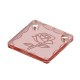 Plexi Acrylic Charm Square with Rose Flower 15mm