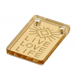 Breloque Rectangulaire en Acrylique Plexi « LIVE LOVE LIFE » 13 x 20 mm