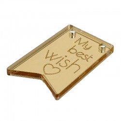 Breloque Rectangulaire en Acrylique Plexi « best wish » avec cœur 17 x 26 mm