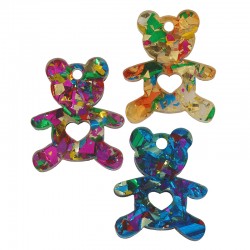 Pendentif ours en Acrylique Plexi avec cœur 21 x 26 mm