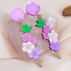 Colgante de Metacrilato Rama de Flores 21x58mm(Set 2 Pìezas)