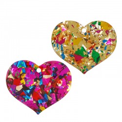 Pendentif en Acrylique Plexi en Forme de cœur 36 x 30 mm