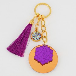 Pendentif en Acrylique Plexi Chakra Couronne Om Fleur 35 mm