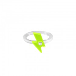 Bague en Acrylique Plexi avec Motif Tonnerre 22 Mm/18 mm