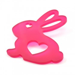 Pendentif en Acrylique Plexi cœur Lapin 62 x 70 mm