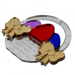 Pendentif en Acrylique Plexi en Forme de Panier avec œuf et nœud 63 x 56 mm