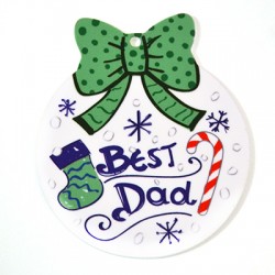 Pendentif Boule de Noël en Acrylique Plexi « Best Dad » 67 x 79 mm